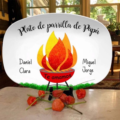 Plato para asar a la parrilla personalizado de papá Regalo para el Día del Padre