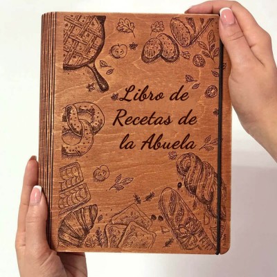Libro de recetas de madera familiar personalizado Regalo del día de Navidad