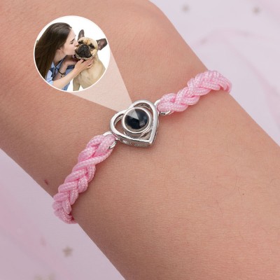 Pulsera de proyección de fotos de corazón personalizada con imagen en el interior Ideas de regalos de Navidad Joyería conmemorativa de mascotas