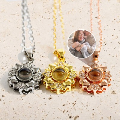 Collar personalizado con foto de girasol, regalo de Navidad para el día de San Valentín para novia