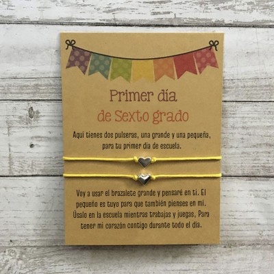 Primer día de Sexto grado pulsera escolar, pulseras a juego, pulseras de corazón