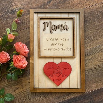 Piezas de rompecabezas personalizadas Signo de nombre Regalo del día de la madre