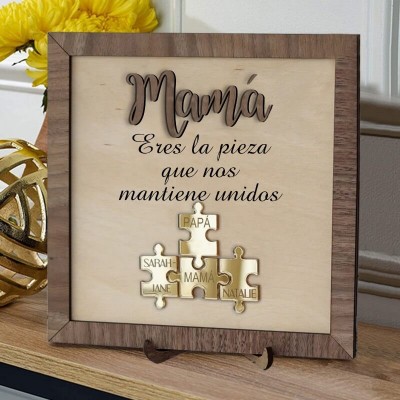 Piezas de rompecabezas personalizadas Signo de nombre Regalo del día de la madre