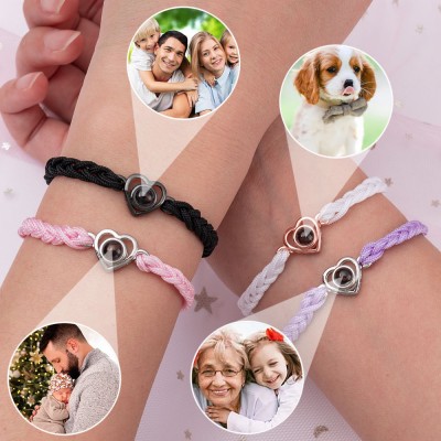 Pulsera de proyección de fotos conmemorativa personalizada, regalo familiar de Navidad para mamá, papá, abuela