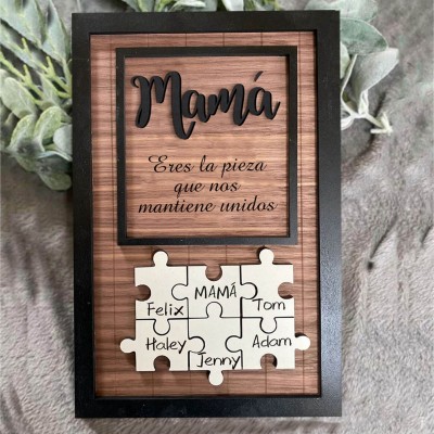 Piezas de rompecabezas personalizadas Signo de nombre Regalo del día de la madre