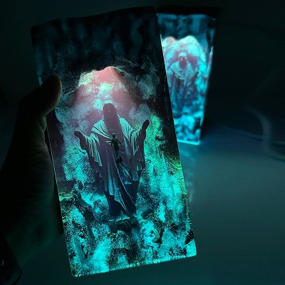 Luz nocturna de resina de Jesús, regalos de Pascua: una mesita de noche cristiana, lámparas de mesa y soporte para auriculares