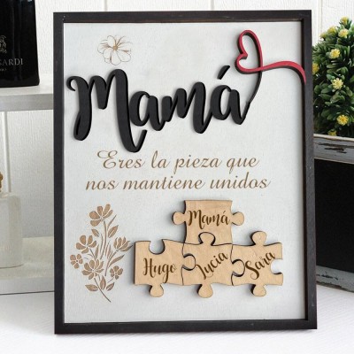 Piezas de rompecabezas personalizadas Signo de nombre Regalo del día de la madre