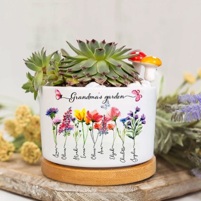 Mini macetas para plantas suculentas personalizadas para el jardín de la abuela, maceta para flores de nacimiento, regalo para el día de la madre