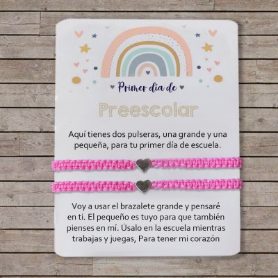 Primer día de Primer grado pulsera escolar, pulseras a juego, pulseras de corazón