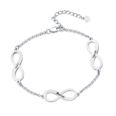 Pulsera Infinity Charm personalizada con 1-4 nombres