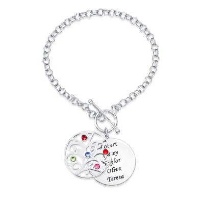 Pulsera de abalorios personalizada con 1-5 nombres y piedra de nacimiento