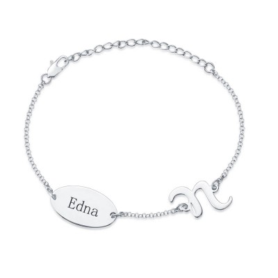 Pulsera con nombre inicial chapado en oro de 14 k