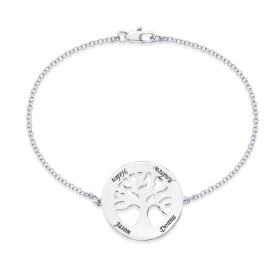Pulsera Grabable de 4 Nombres con Árbol Genealógico