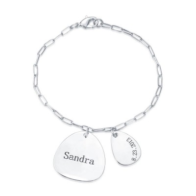 Pulsera de eslabones de cadena personalizada con 1-5 dijes grabados