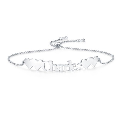 Pulsera con nombre personalizado en plata | Longitud ajustable