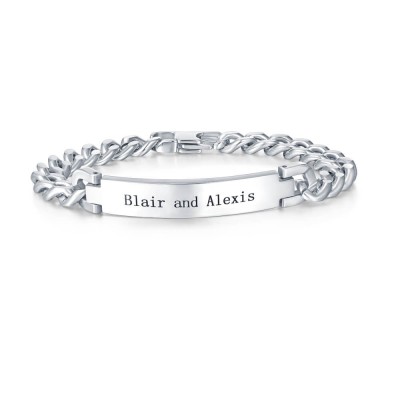 Pulsera de identificación personalizada para hombre con grabado