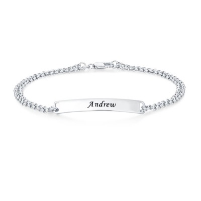 Pulsera chapada en oro con barra de nombre grabable