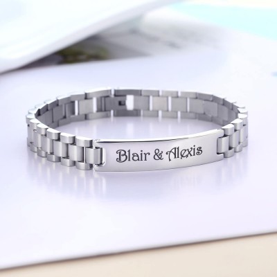 Pulsera de plata personalizada de dos tonos para hombre