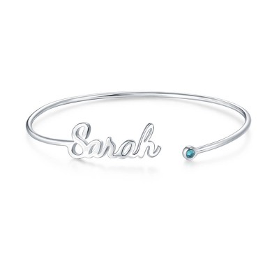 Brazalete con Nombre Personalizado con Piedra de Nacimiento