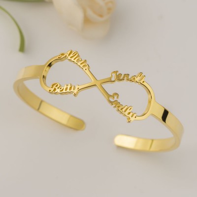 Brazalete de pulsera con nombre infinito personalizado con 1-6 nombres