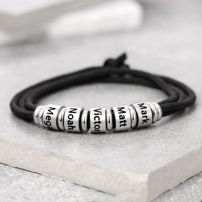 Pulsera con correa de abalorios personalizada Unsex con 1-10 nombres