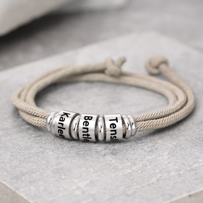 Pulsera con correa de abalorios personalizada Unsex con 1-10 nombres