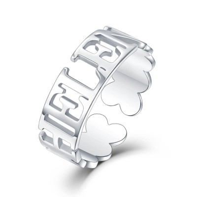 Anillo con nombre personalizado de plata esterlina S925 para ella