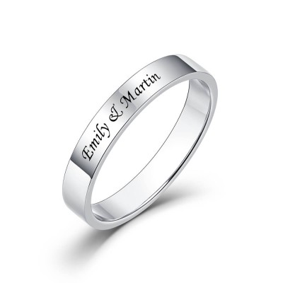 Anillo con nombre grabado con promesa personalizada de plata esterlina S925