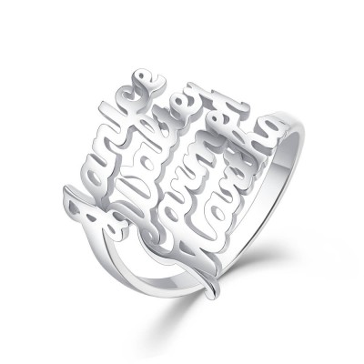 Anillo de plata de ley S925 personalizado con 4 nombres