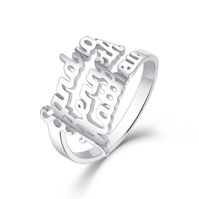 Anillo de plata de ley S925 personalizado con 3 nombres