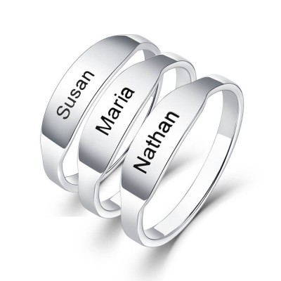 Anillo grabado apilable personalizado de plata esterlina S925