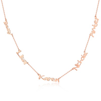 Collar con nombre personalizado 1-6 chapado en oro rosa de 18 quilates para ella