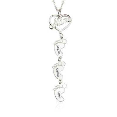 Collar de mamá personalizado con pies de bebé 1-10 colgantes