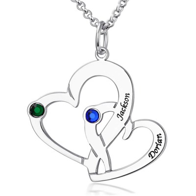 Collar personalizado con dos corazones grabados