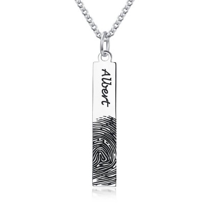 Collar con barra vertical grabada con huella digital personalizada