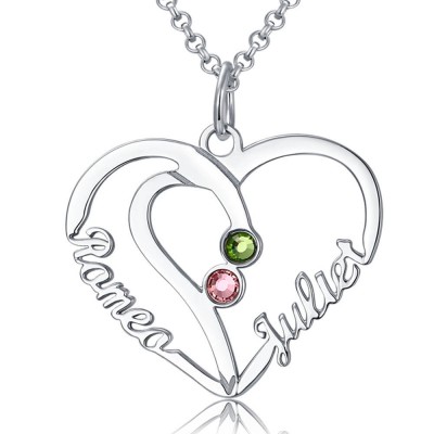Collar con 2 nombres personalizados Collar en forma de corazón Collar para parejas