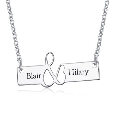 Collar de Parejas con Collar de Barra Grabado Horizontal Personalizado