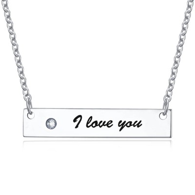 Collar personalizado con barra grabada con diamantes