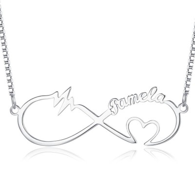 Collar personalizado con nombre de latido del corazón infinito
