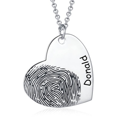 Collar de corazón con huella digital personalizado