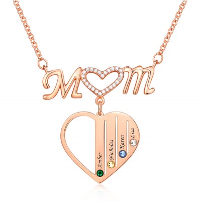 Collar personalizado 1-8 grabados y piedras natales mamá colgantes diseños regalo para mamá