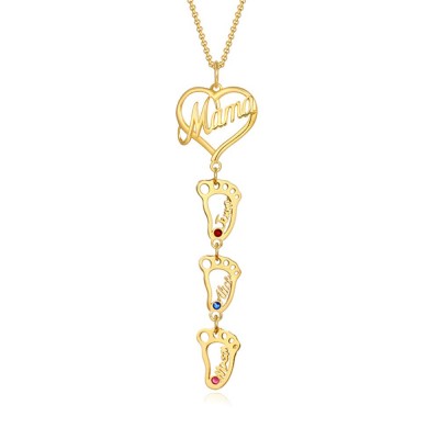 Collar de mamá personalizado con pies de bebé 1-10 colgantes