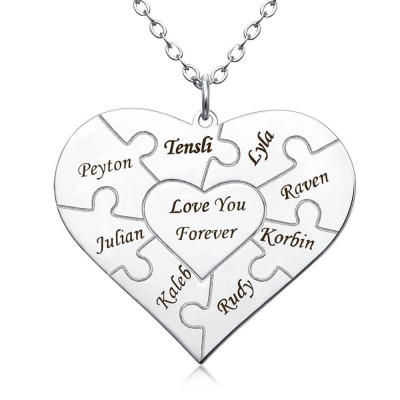 Collar personalizado en forma de corazón de 1 a 8 piezas, regalo para mamá y abuela