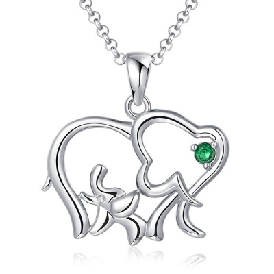 Collar de elefante de plata esterlina personalizado con piedra de nacimiento s925