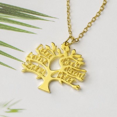 Collar personalizado con el nombre del árbol genealógico con 1-6 nombres