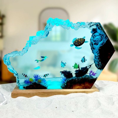 VENTA CALIENTE❗❗(60% DE DESCUENTO)Luz nocturna de resina de sirena y tortuga