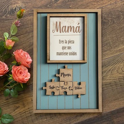 Piezas de rompecabezas personalizadas Signo de nombre Regalo del día de la madre