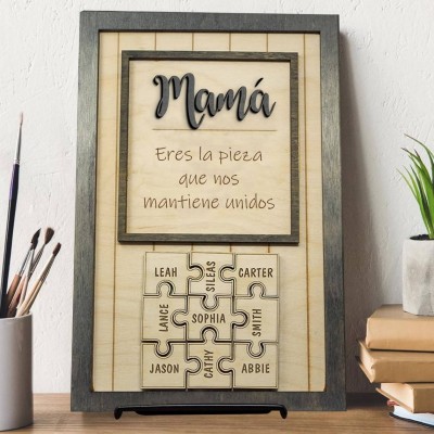 Piezas de rompecabezas personalizadas Signo de nombre Regalo del día de la madre