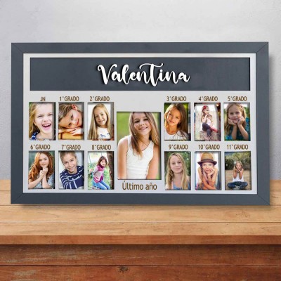 Marco de fotos personalizado 3D K-12 Años escolares Exhibición de fotos personalizada Regalo de regreso a la escuela