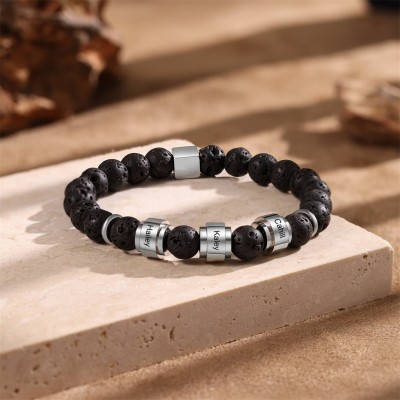 Pulsera de cuentas para hombre con 1-10 nombres Regalo del Día del Padre